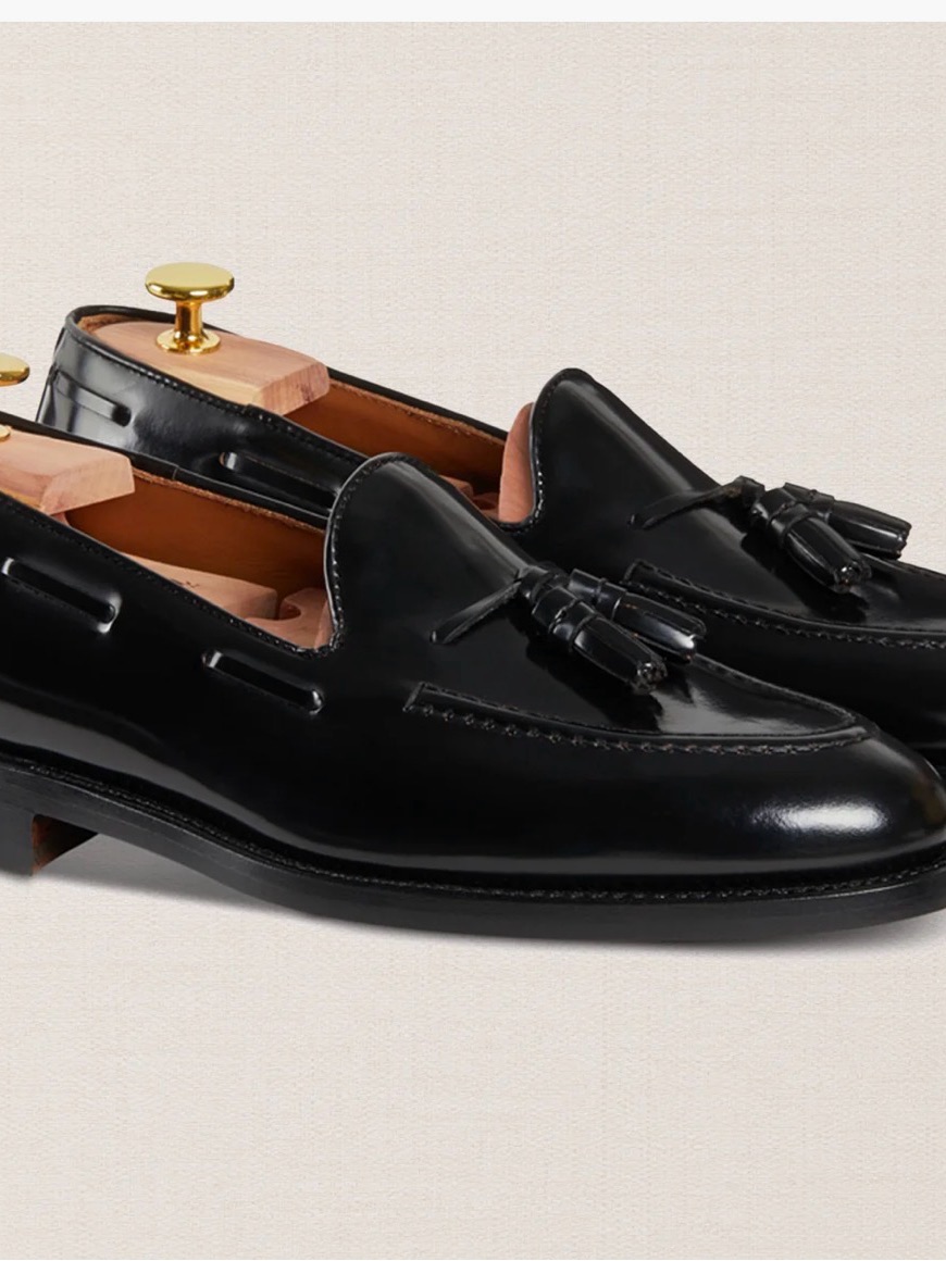 Classic Black Leather Tassel Slip-On Loafers